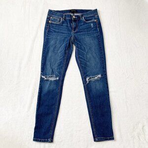 White House Black Market skinny stretch straight leg mid wash‎ denim jeans